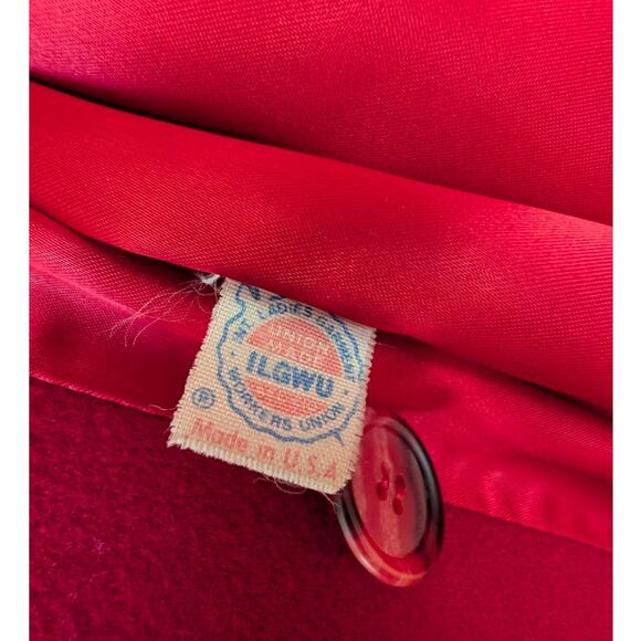 Vintage J.G. Hook Red Double Breasted Wool Coat Union Made Petites - Picture 10 of 12